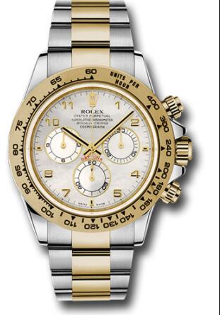 Replica Rolex Yellow Rolesor Cosmograph Daytona 40 Watch 116503 White Mother-Of-Pearl Arabic Dial - Click Image to Close